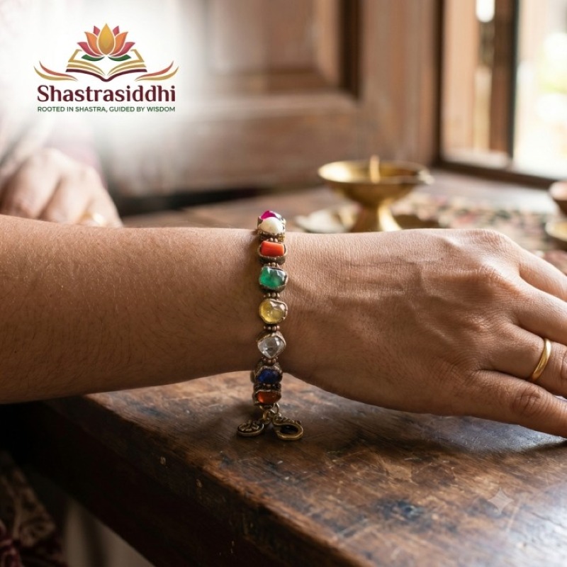 Shastra Siddhi Sacred Navaratna Panchaloha Bracelet – Certified Natural Gemstones