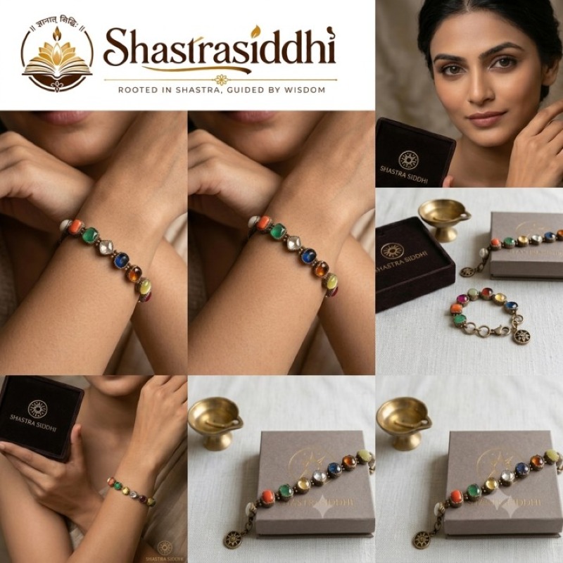 Shastra Siddhi Sacred Navaratna Panchaloha Bracelet – Certified Natural Gemstones