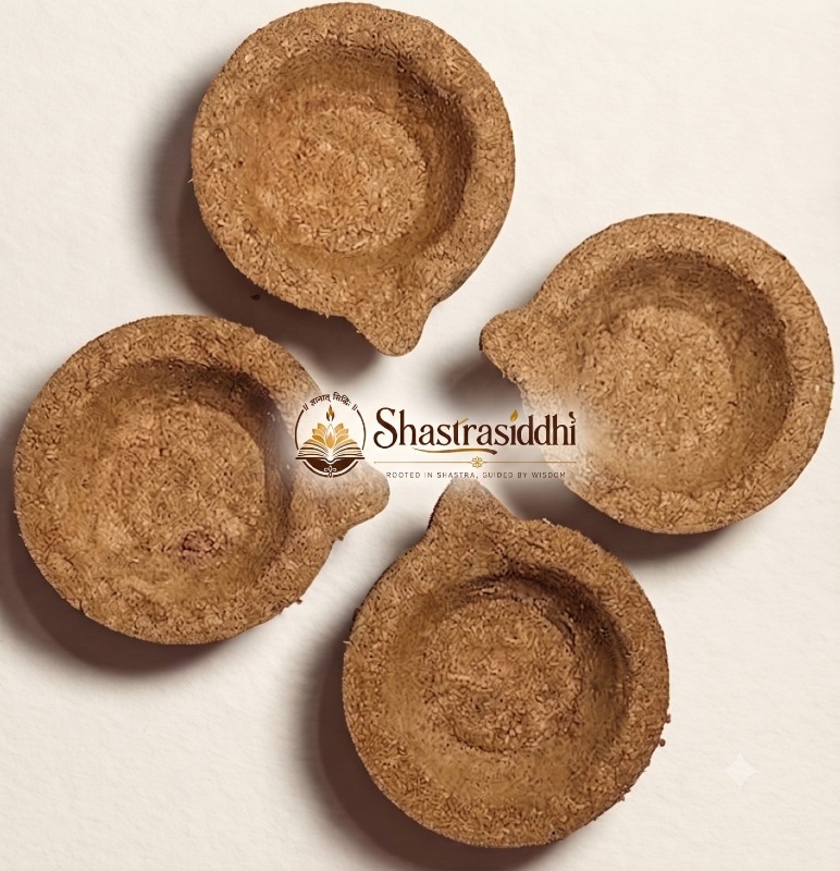 Shastra Siddhi Panchagavya Deepam – Sacred Gomaya Puja Lamp - Pack of 12