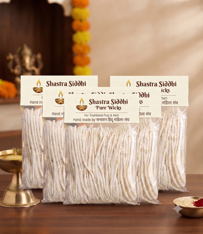 Shastra Siddhi Pure Cotton Wicks for Traditional Puja & Aarti- Pack Of 500