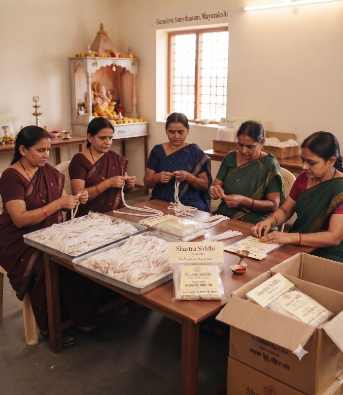 Shastra Siddhi Pure Cotton Wicks for Traditional Puja & Aarti- Pack of 1000
