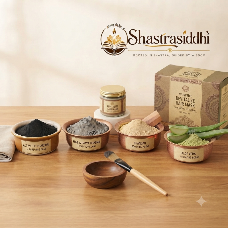 Shastra Siddhi Natural Hair Colour - Activated Charcoal, Pure Gomaya (Cow Dung), Chandan (Sandalwood), Black Mehndi Leaves, Onion Oil and Natural Aloe Vera 